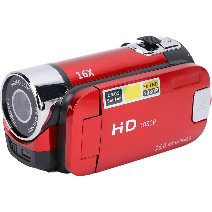 Lixada Videokamera, 16 Megapixel Camcorder mit 1080P HD und 16-fach digitalem Zoom, drehbares 2,4-Zoll Display, Vlogging-Kamera für Studenten und Reisen