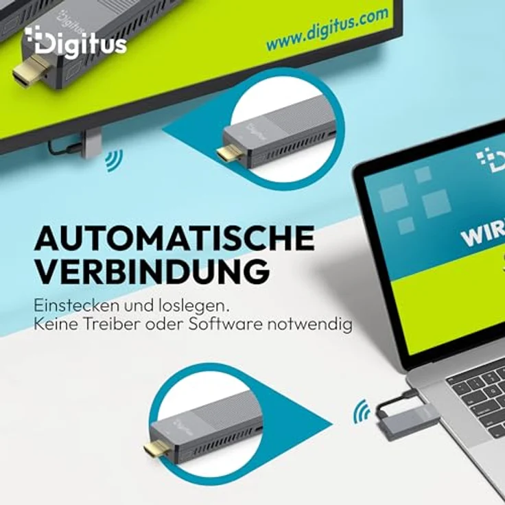 DIGITUS DS-55359 Wireless HDMI Extender, UHD 4K 60 Hz, bis zu 150 m Reichweite, Set aus Transmitter und Receiver, HDMI 2.0, HDCP 2.2, Grau – Bild 3