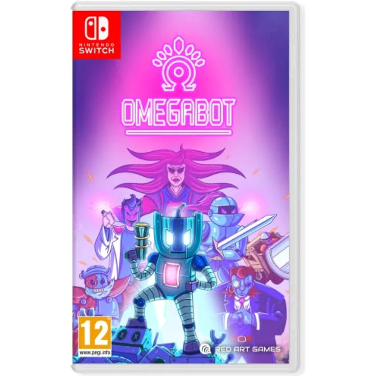 Red Art Games Omegabot, Nintendo Switch Game mit enger Plattform-Aktion, metallischen Wäldern und robotischen Horden
