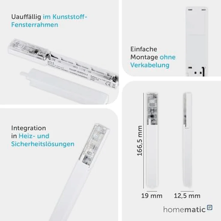 Homematic IP Fenster- und Türkontakt 151039A0, verdeckter Einbau, digitaler Sensor für effizientes Heizen, App-Überwachung, kompatibel mit Alexa und Google Assistant – Bild 3