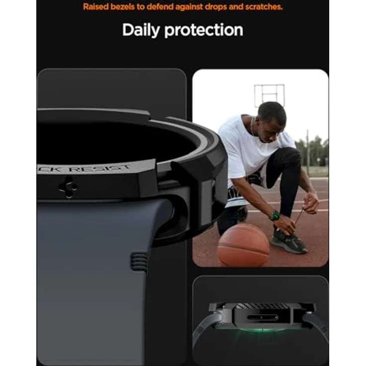 Spigen Rugged Armor Hülle für Samsung Galaxy Watch 8 44mm (2025) - Matt Schwarz, TPU-Material, präzise Ausschnitte, erhöhter Bildschirmschutz – Bild 4