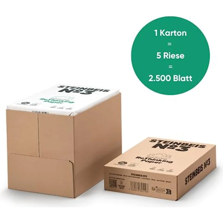 Steinbeis No. 3 Druckerpapier – DIN A4 Recycling-Papier 80 g/m², Weiß & Chlorfrei, 2500 Blatt hochwertiges Kopierpapier ISO 90 / CIE 110 – Bild 3