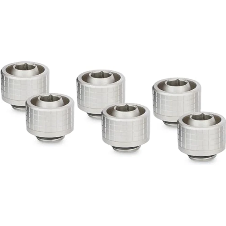 Thermal Grizzly DeltaMate Fitting ST16, Matt Nickel, 6-Pack für 10 mm ID / 16 mm OD Schläuche mit G1/4-Anschluss – Bild 1