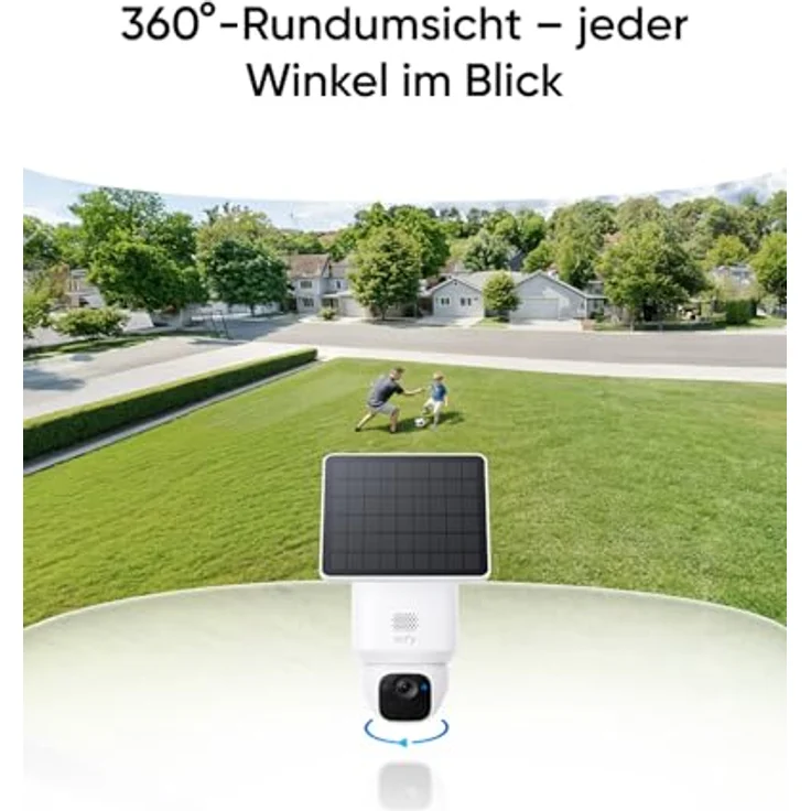 eufy Security eufyCam Solo E30 Solar Überwachungskamera Aussen 360° Schwenk KI-Tracking 2K-Qualität kabellos Outdoor Sicherheitskamera Schwarz – Bild 2