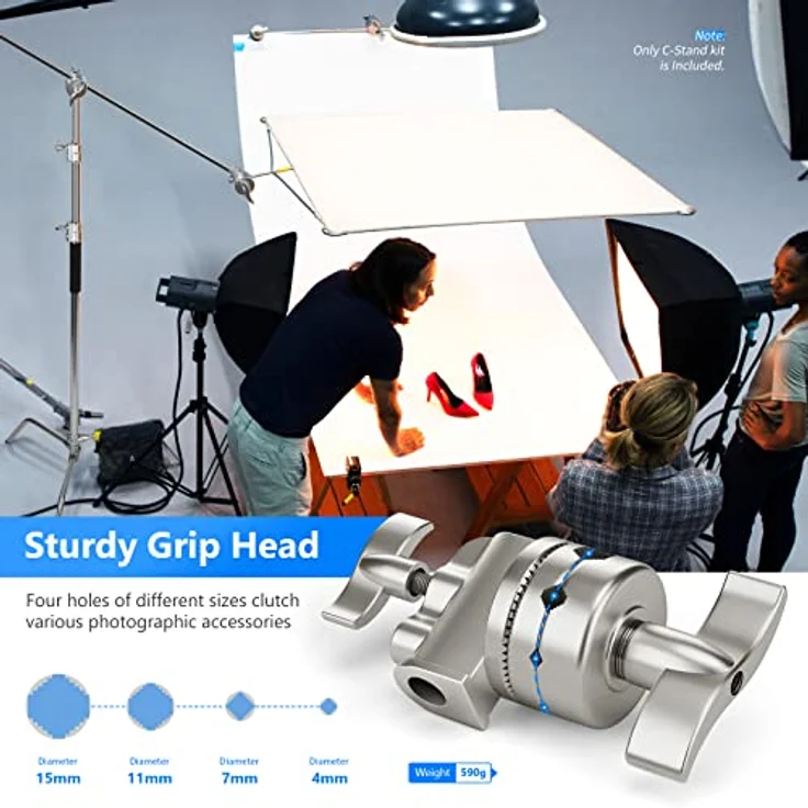Neewer Pro 100% Metall Max Höhe 10ft / 305cm verstellbarem Reflektor Ständer mit 4 Fuß / 120cm Halter Arm und 2 Griff Kopf für Fotografie Studio-Video-Reflektor, Monolight und andere Ausrüstung – Bild 5