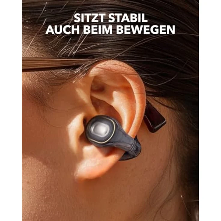 soundcore C30i by Anker, Open-Ear Earbuds, Clip On Kopfhörer, Leichtes Design, Stabiler Halt, Abnehmbare Klammern, Klarer Klang, 30h Wiedergabe, IPX4 Wasserschutz für Sport/Fitnessstudio, schwarz – Bild 4