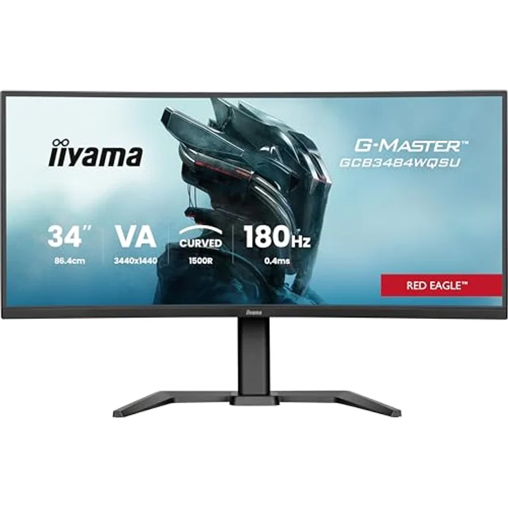 iiyama G-Master Red Eagle GCB3484WQSU-B1, Curved 34“ VA Gaming Monitor mit 180Hz, 0.4ms, UWQHD, HDR400, FreeSync Premium, Höhenverstellung, schwarz – Bild 2