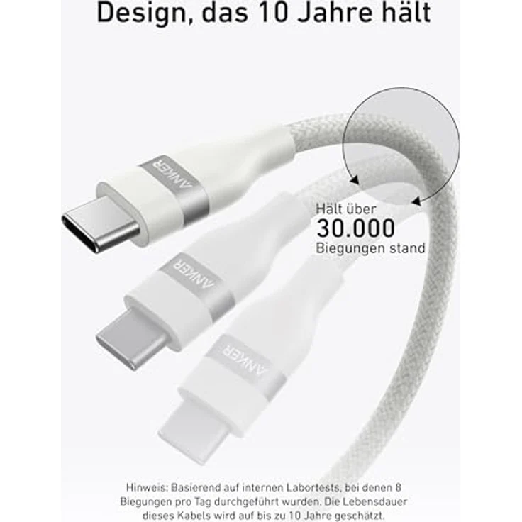 Anker Nano USB C auf USB C Kabel, 240W, 1,8m geflochten, ultrarobust und flexibel, für iPhone 16/16 Pro/16 Plus/16 Pro Max, MacBook Pro/Air, iPad Pro/Air, Galaxy S24, aus recyceltem Plastik – Bild 4