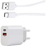 MUTTO Pack USB-C-Ladegerät, 10 W, Schnellladestecker mit Typ C und A + USB-Kabel Typ C, 1 m, Ladegerät Typ C, Schnellladung und Synchronisierung