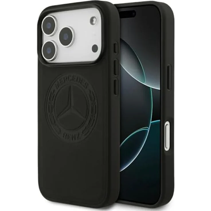 CG MOBILE Mercedes Leder Vintage Logo Schutzhülle kompatibel mit MagSafe für iPhone 17 Pro, Echtleder, Schwarz – Bild 1