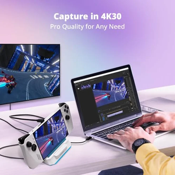 AverMedia Steam Deck Dock X'TRA GO GC515 mit HDMI 4K@60Hz, USB-C-Laden, Bildschirmspiegelung, Videoaufnahme - Schwarz – Bild 5