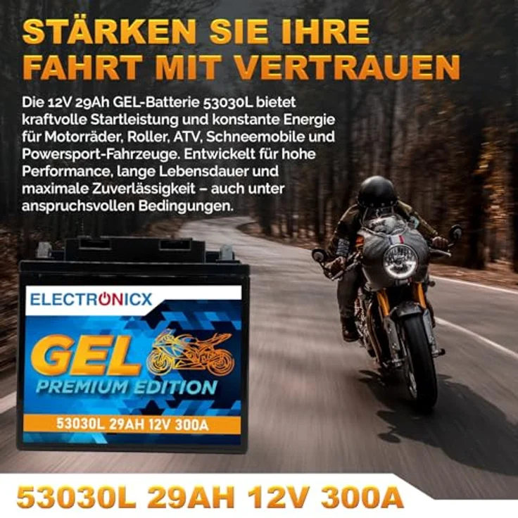 Electronicx Extreme Edition GEL Batterie 29Ah 12V, wartungsfrei, auslaufsicher, vibrationsfest für Motorrad, Roller und Quad – Bild 2