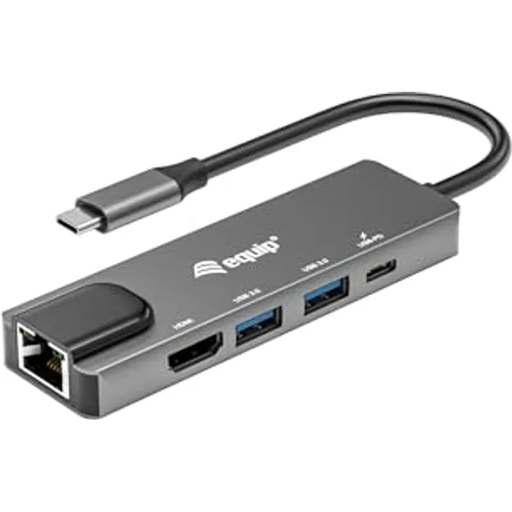 Equip 133489 USB-C 5-in-1-Multifunktionsadapter, HDMI, Gigabit LAN, USB 3.2 GEN1, 100 W USB PD