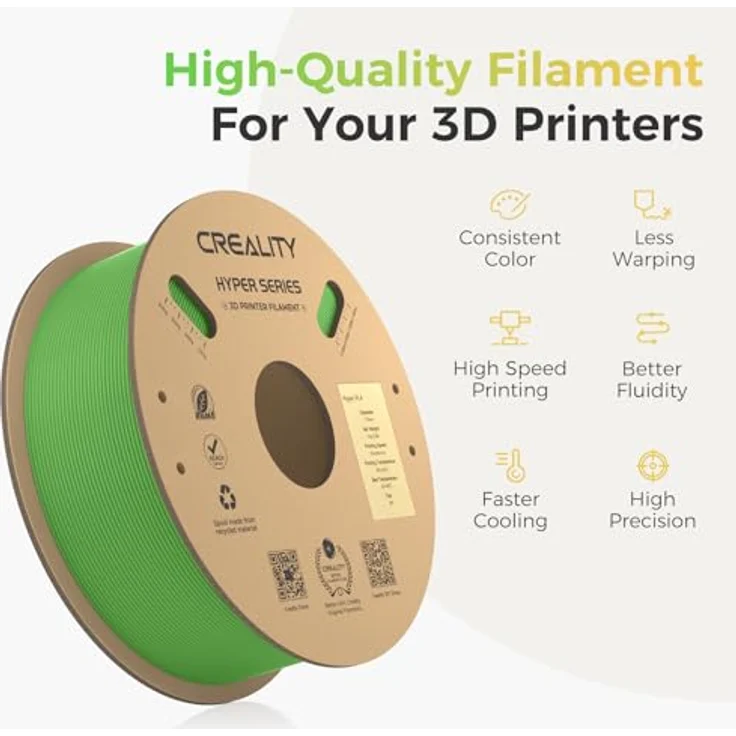 Creality Hyper PLA 3D Filament, 1.75 mm, 1000 g, hohe Zugfestigkeit und Zähigkeit, Grün – Bild 4
