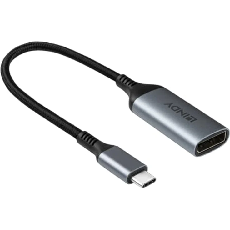 LINDY USB-C auf DisplayPort 1.4 Konverter, 8K 60Hz/4K 144Hz, HDR-Unterstützung, kompatibel mit MacBook und Thunderbolt 3 & 4, Hochgeschwindigkeits-Videoadapter, Schwarz – Bild 3
