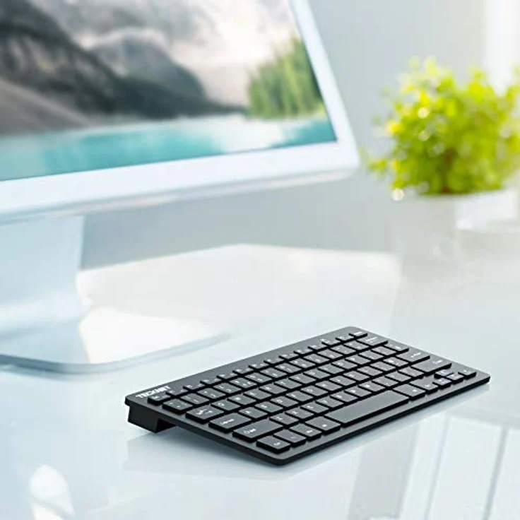 TeckNet X315 Ultra Slim Kabellose Mini Tastatur (QWERTZ, 2.4 GHz, 84 Tasten) Schwarz – Bild 2