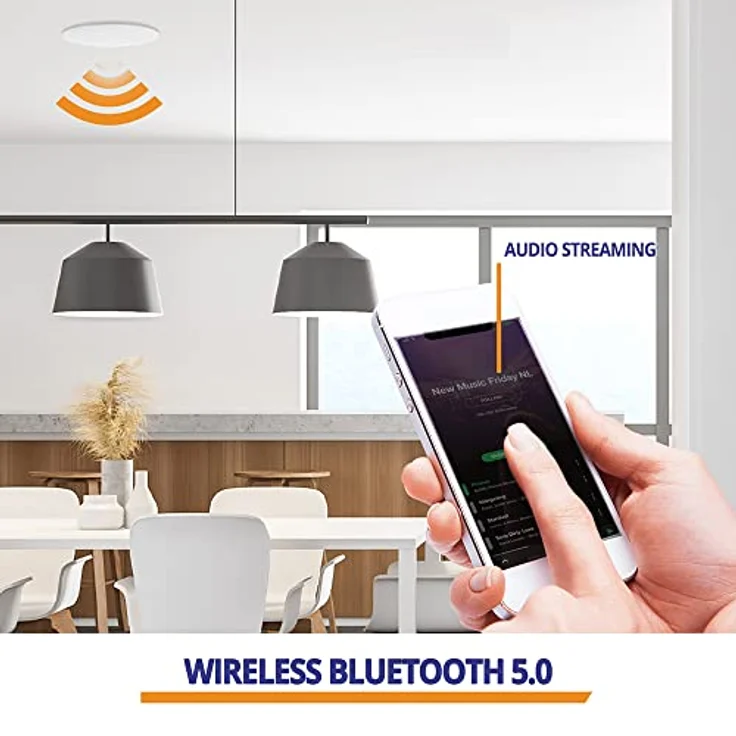 Power Dynamics NCBT601, Aktiver Deckenlautsprecher mit Bluetooth 5.0, 6,5 Zoll, Weiß, 2-Wege-Design, integrierter Class-D-Verstärker, raumfüllender Klang – Bild 2