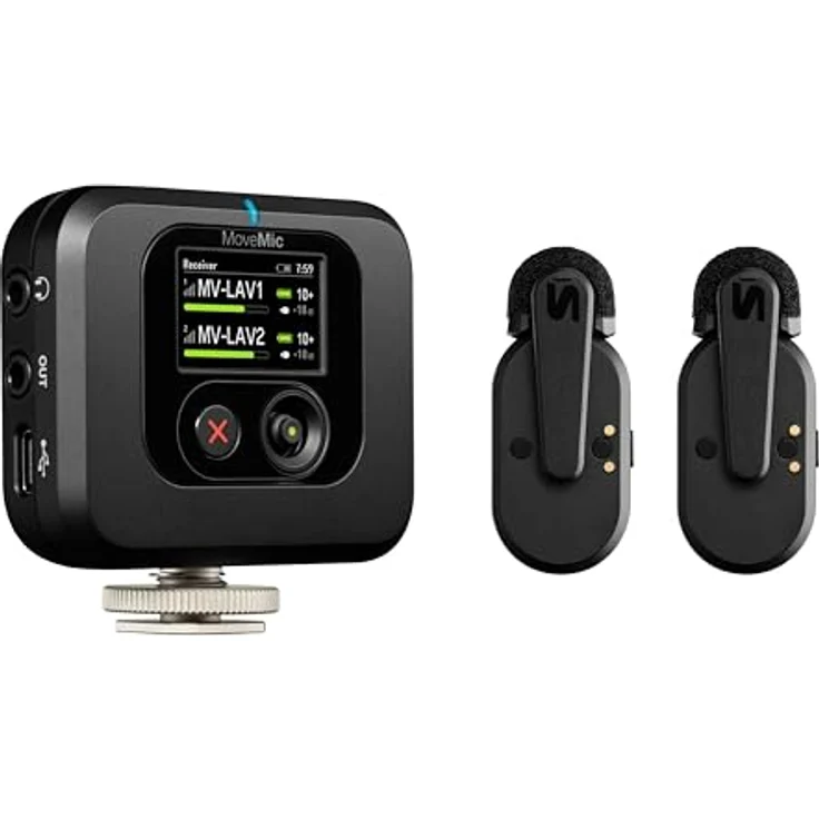 Shure MoveMic Two Set-Profi Funk-Ansteckmikros mit Empfänger für Kamera, iPhone, Android, Mac & PC, 2 Bluetooth Mini Mics, 24h Ladezeit, IPX4, Kompakte & tragbare Ansteckmikros (MV-TWO-KIT-Z6) – Bild 1