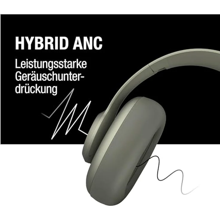 Fresh 'n Rebel Clam Ace Bluetooth Kopfhörer Over Ear mit Hybrid Active Noise Cancelling, 60 Stunden spielzeit, Perfect Calling, Schnellladung, Wind-Noise Cancelling, Tastensteuerung (Grün) – Bild 3