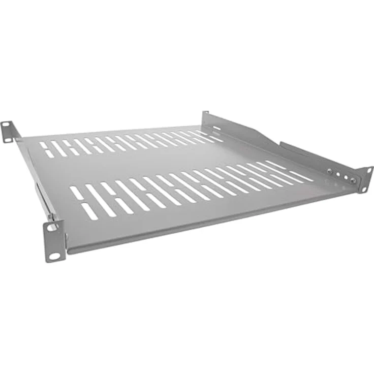 InLine 19" Fachboden, 450mm, 50kg, 1HE, RAL 7035 grau, strapazierfähiger Server-Zubehör aus pulverbeschichtetem Stahl – Bild 2