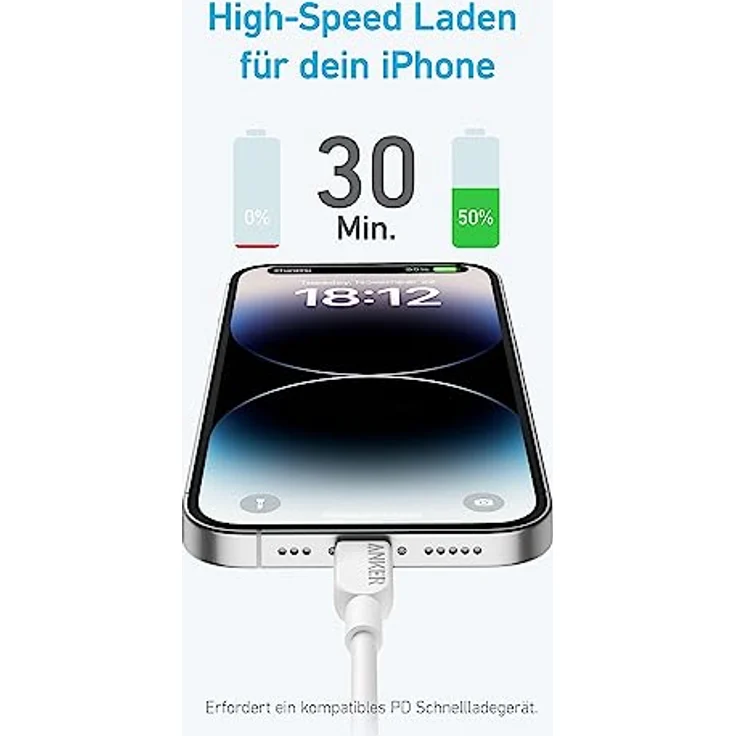 ANKER USB C auf Lightning Kabel, 310 USB-C auf Lightning Ladekabel (90cm), MFi zertifiziert, Schnellladekabel für iPhone 14 Plus 14 14 Pro Max 13 13 Pro 12 11 X XS XR (Ladegerät nicht enthalten) – Bild 2