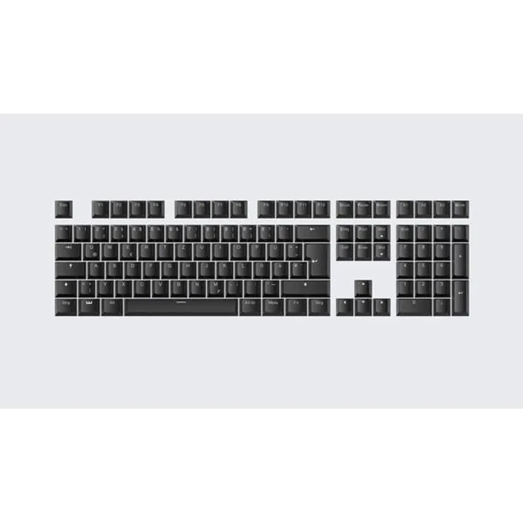 Wooting PBT ISO Keycaps Just Black, Double-Shot-PBT Keycap-Set mit OEM-Profil und hintergrundbeleuchtungsdurchlässigen Legenden, Deutsch, Schwarz