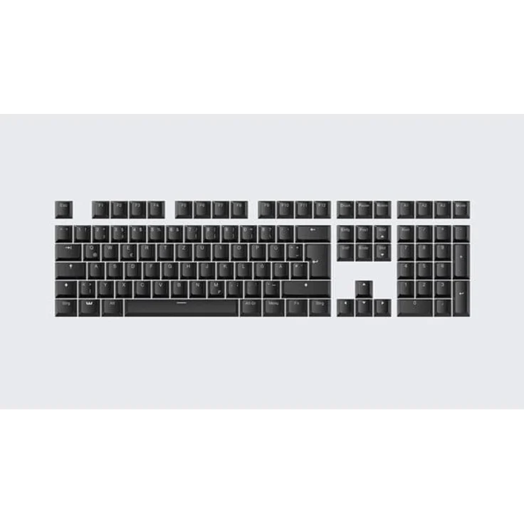 Wooting PBT ISO Keycaps Just Black, Double-Shot-PBT Keycap-Set mit OEM-Profil und hintergrundbeleuchtungsdurchlässigen Legenden, Deutsch, Schwarz