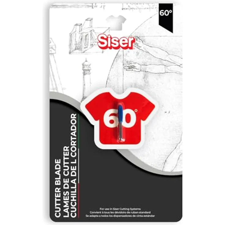 Siser Cutting Blade 60°, Präzisionsklinge aus Karbidstahl für dicke Materialien wie Brick®600 und Flock
