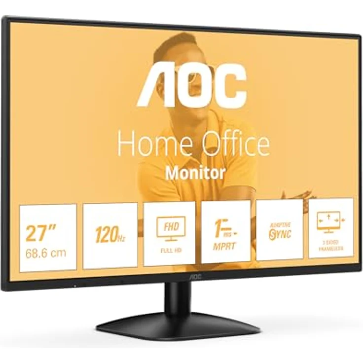 AOC 27B31H 27 Zoll Full HD Monitor, 120 Hz, Adaptive Bildsynchronisation, 1 ms Reaktionszeit, schwarz – Bild 1