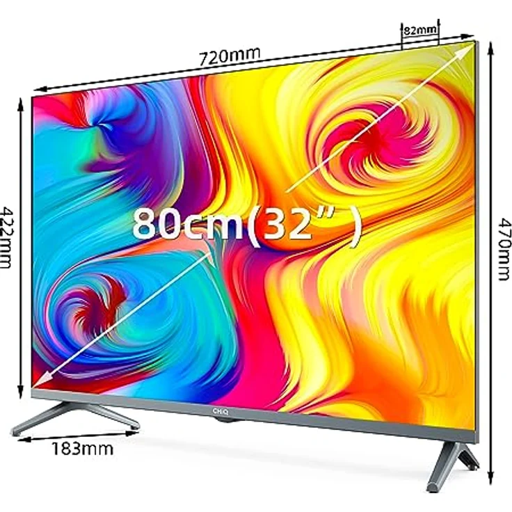CHIQ L32H8CG 32 Zoll TV, Smart TV, FHD, Metallrahmenlos, HDR10&HLG, Triple Tuner(DVB-T2/S2/C), Google Play, 1.5G RAM+8G ROM, Chromecast, 2.4/5G WiFi, Google Assistant, HDMI, USB, CI, Kopfhörer – Bild 3