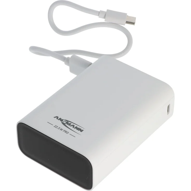 Ansmann Powerbank PB222PD, 20.000mAh, ultrakompakt und leicht, schnellladefähig mit 22,5 W, weiss