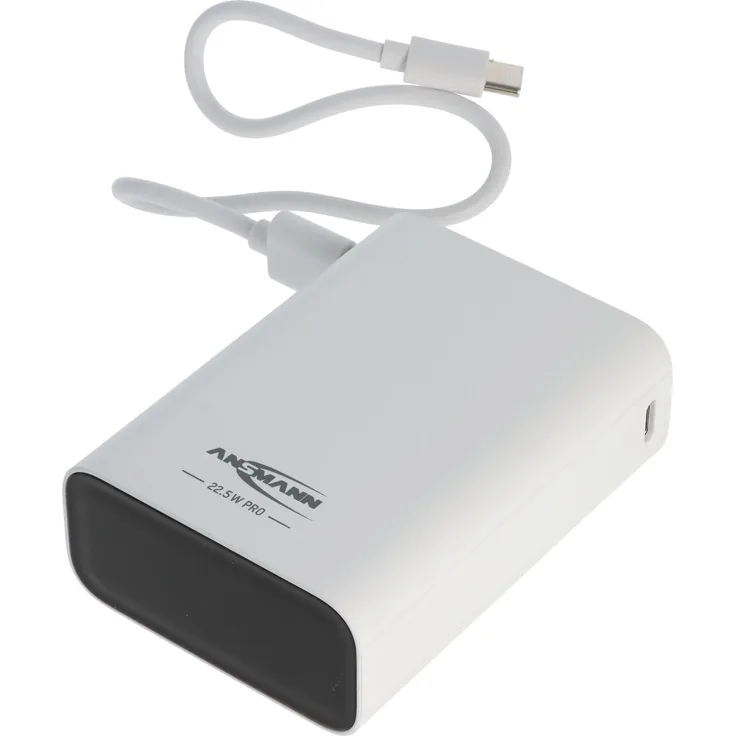 Ansmann Powerbank PB222PD, 20.000mAh, ultrakompakt und leicht, schnellladefähig mit 22,5 W, weiss