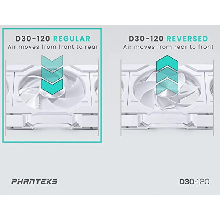 Phanteks D30 PWM Regular Airflow D-RGB Lüfter, 3er Pack - 120mm, weiß – Bild 3