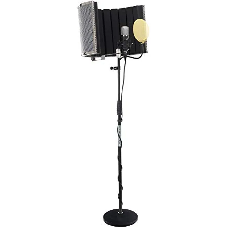 Pronomic CM-22 Studio Großmembranmikrofon XLR-Kondensormikrofon inkl. Popkiller und Screen Set, Schwarz/Gold, Studioqualität mit FET-Vorverstärker