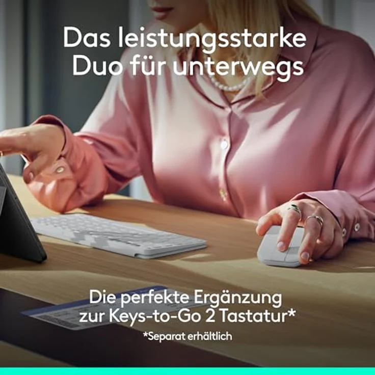 LOGITECH Mobi Fold kabellose faltbare Maus, präzise 4K DPI-Abtastung, adaptive Touch-Bildlauf, Off White – Bild 9