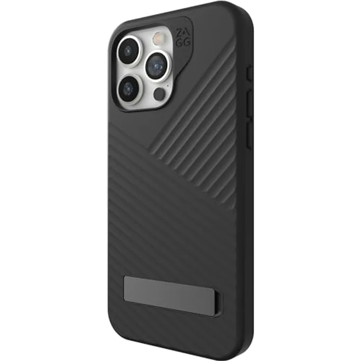 ZAGG Denali Snap KS, Graphen-verstärkte Hülle mit Ständer für iPhone 15 Pro Max [6.7-Inch], MagSafe kompatibel, Zwei-Schichten Design, stossfeste Abdeckung für die Rückseite (Schwarz)