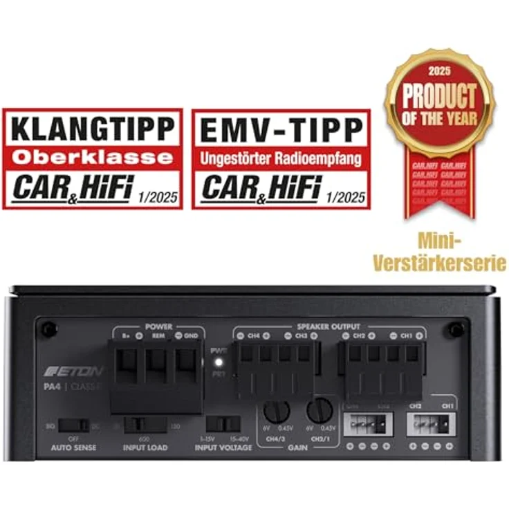 Eton PA4, 4-Kanal Micro-Verstärker, Class D Amp mit 2 x 45 + 2 x 80 Watt, Gunmetal Grey – Bild 3