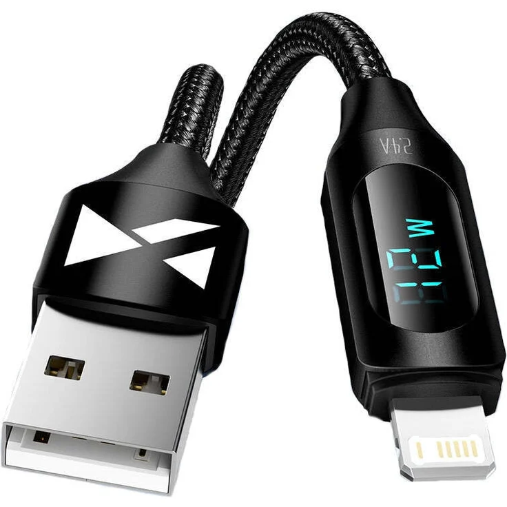 Wozinsky WUALC2-Kabel, USB-A auf Lightning mit LED-Anzeige, 2,4 A, 2 m, schwarz