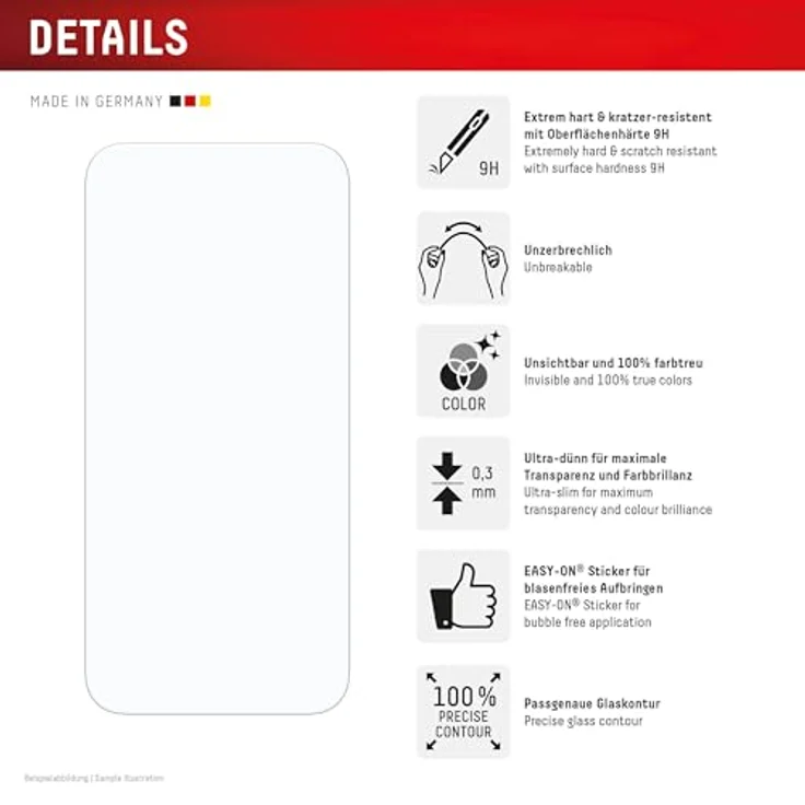 Displex Smart Glass (9H) für iPhone 17 Pro Max, unzerbrechlicher Displayschutz, ultra-dünn, unsichtbar, einfache Montage mit EASY-ON Sticker – Bild 2
