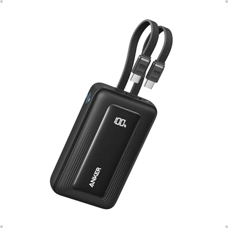Anker Zolo Powerbank, 10000mAh, 35W Max, 2 integrierte USB-C Kabel, portabel und leicht – Bild 1