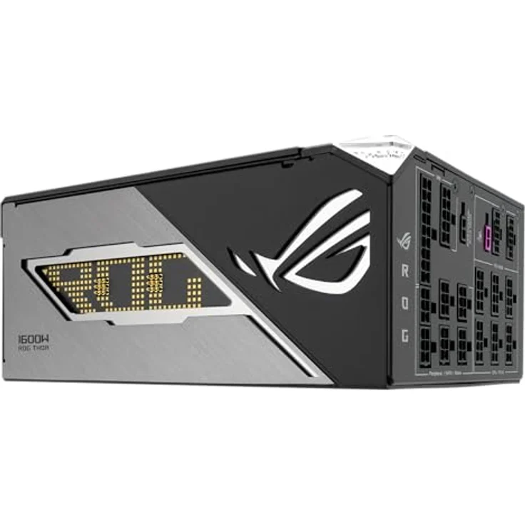 ASUS ROG Thor 1600W Titanium III Gaming Netzteil, GaN-MOSFET, Aura Sync RGB, PCIe 5.0 Ready, magnetisches OLED Display, 80+ Titanium & Cybenetics Lambda A+ Zertifizierung – Bild 4