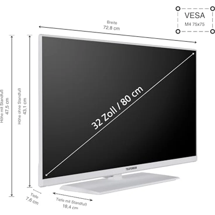 TELEFUNKEN XF32N750M-W Fernseher 32 Zoll Full HD LED TV mit integriertem Triple-Tuner, weiß – Bild 2