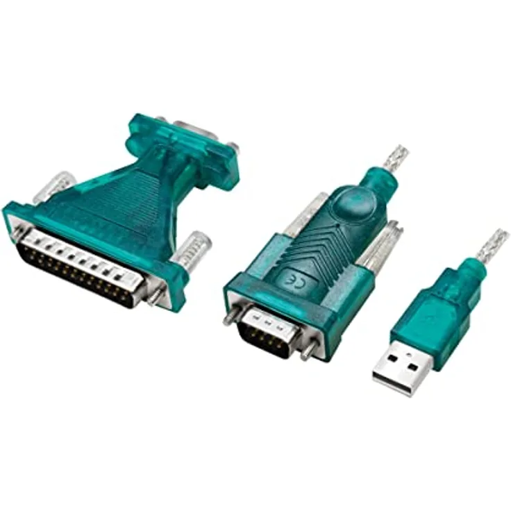 LogiLink UA0042B - USB 2.0 (Typ-A) auf Seriell (RS232) Adapterkabel inkl. Adapter (DB9 zu DB25) für Win 11, Länge 1,3 m