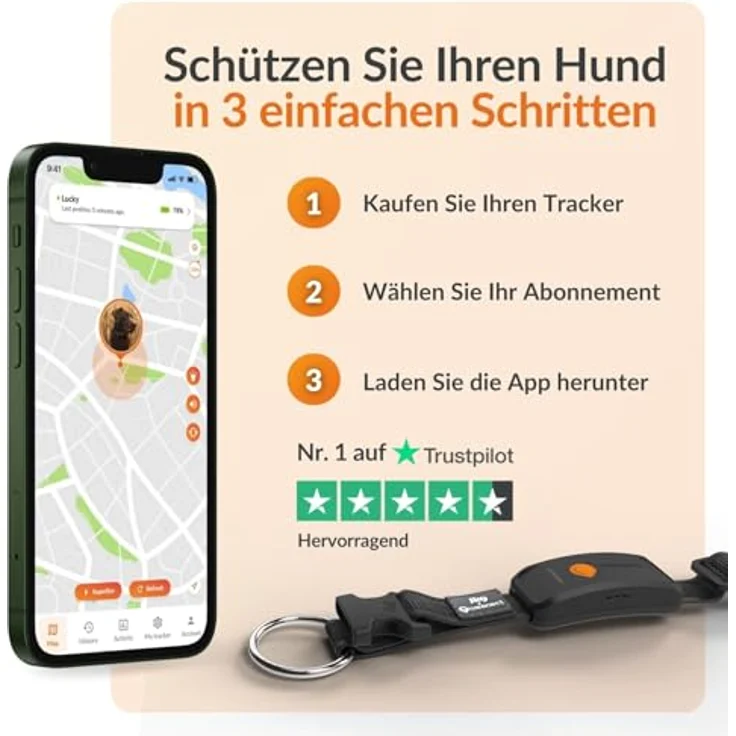 WEENECT XT, GPS Tracker für Hunde mit verstellbarem Julius-K9 Halsband (37,5-56,5 cm), LED Lampe, wasserdicht, schwarz, Echtzeit-Tracking ohne Distanzlimit – Bild 9