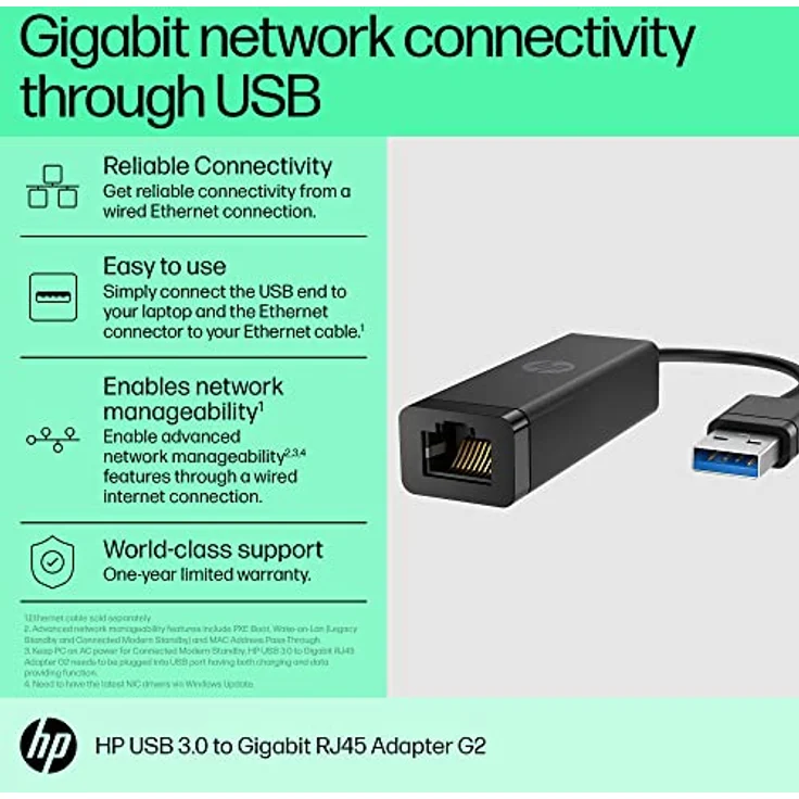 HP USB 3.0 to Gig RJ45 Adapter – Bild 2