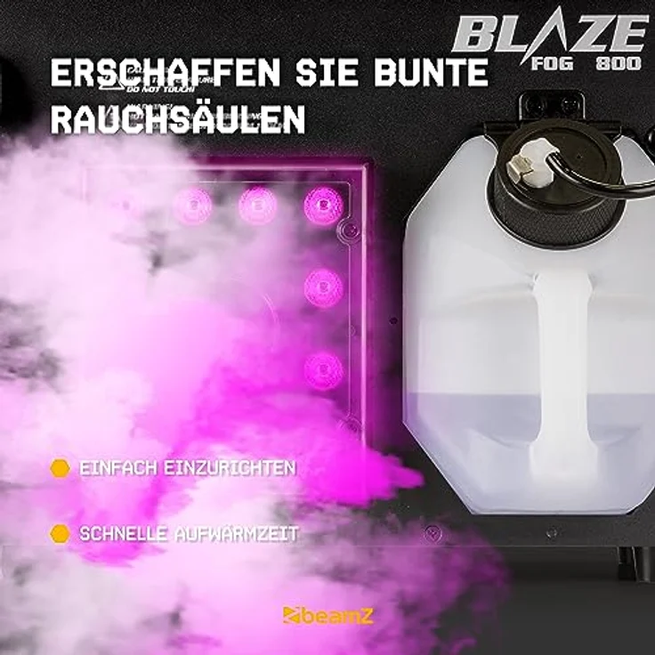 BeamZ Blaze800, Nebelmaschine mit 800 Watt, 12x 4-in-1 RGB-LEDs, LCD-Display und Timerfunktion, horizontal und vertikal verwendbar – Bild 5