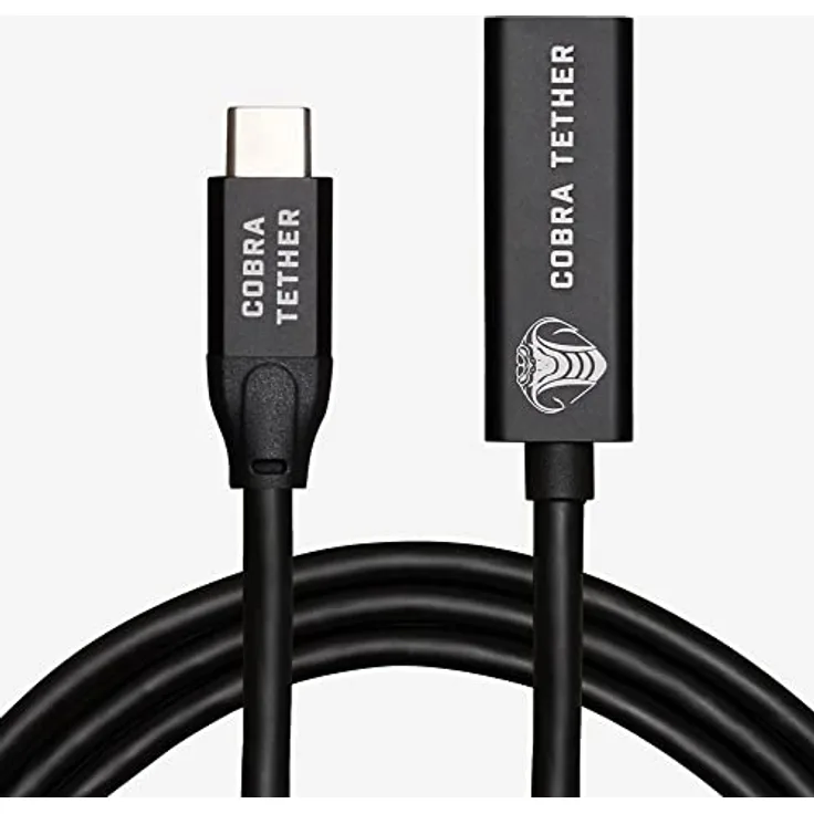 Cobra Tether USB-C Kabel - 5 Meter, PROFI Verlängerung für Foto und Video Schwarz, USB 3.0