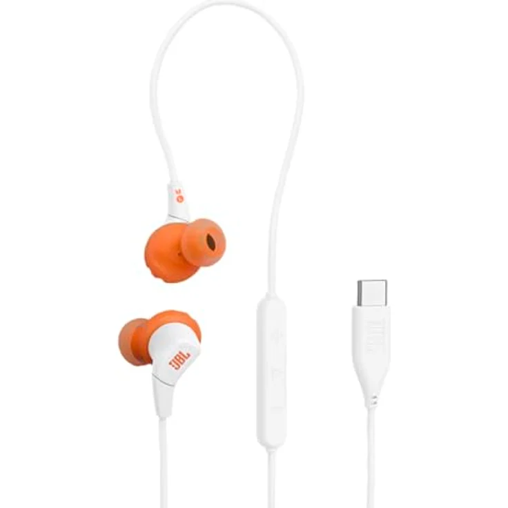 JBL Endurance Run 3, In-Ear-Sport-Kopfhörer mit Kabel, IP65 Wasser-/Staubschutz, FlipHook- und TwistLock-Technologie, JBL Pure Bass Sound, In-Line-Mikrofon, USB-C, Weiß – Bild 1