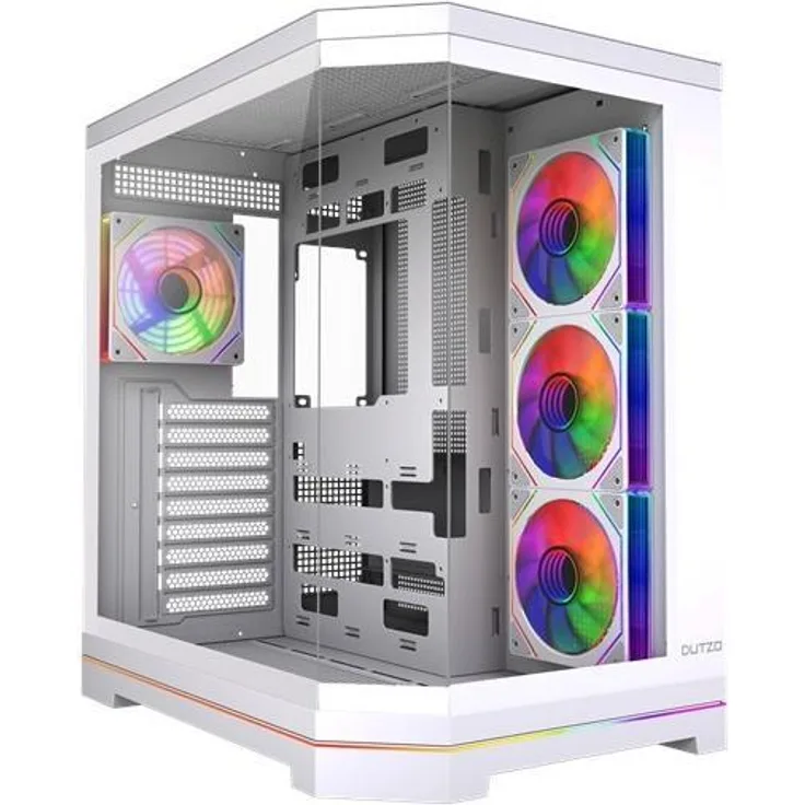 Dutzo C831 Panorama ARGB, Miditower PC Gehäuse mit Panzerglas, ATX/Micro ATX/Mini-ITX, Weiss