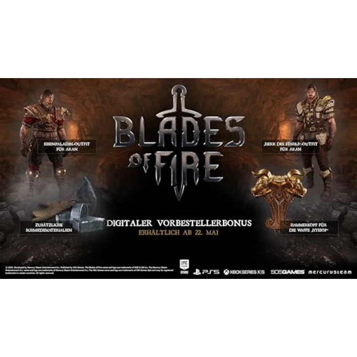 505 Games Blades of Fire - D1 Edition - PS5, Abenteurer-Pack mit Eisenpaladin-Kleidung, 7 Waffenfamilien und taktischem Kampfsystem – Bild 2